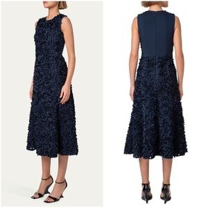 Akris Petal 3D Appliqué Midi-Dress size 2
